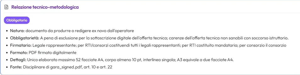 Dettaglio di un documento richiesto